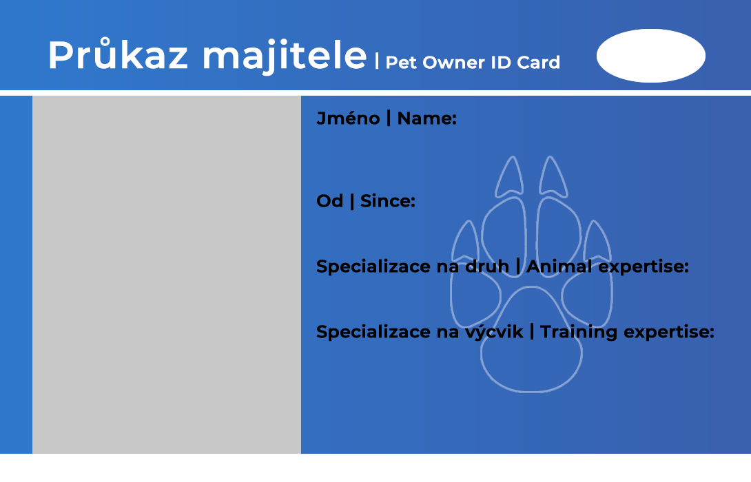 Přední strana karty majitele