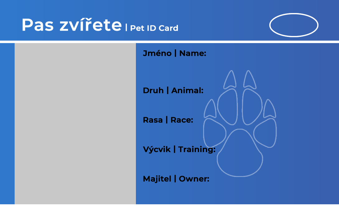 Přední strana karty zvířete