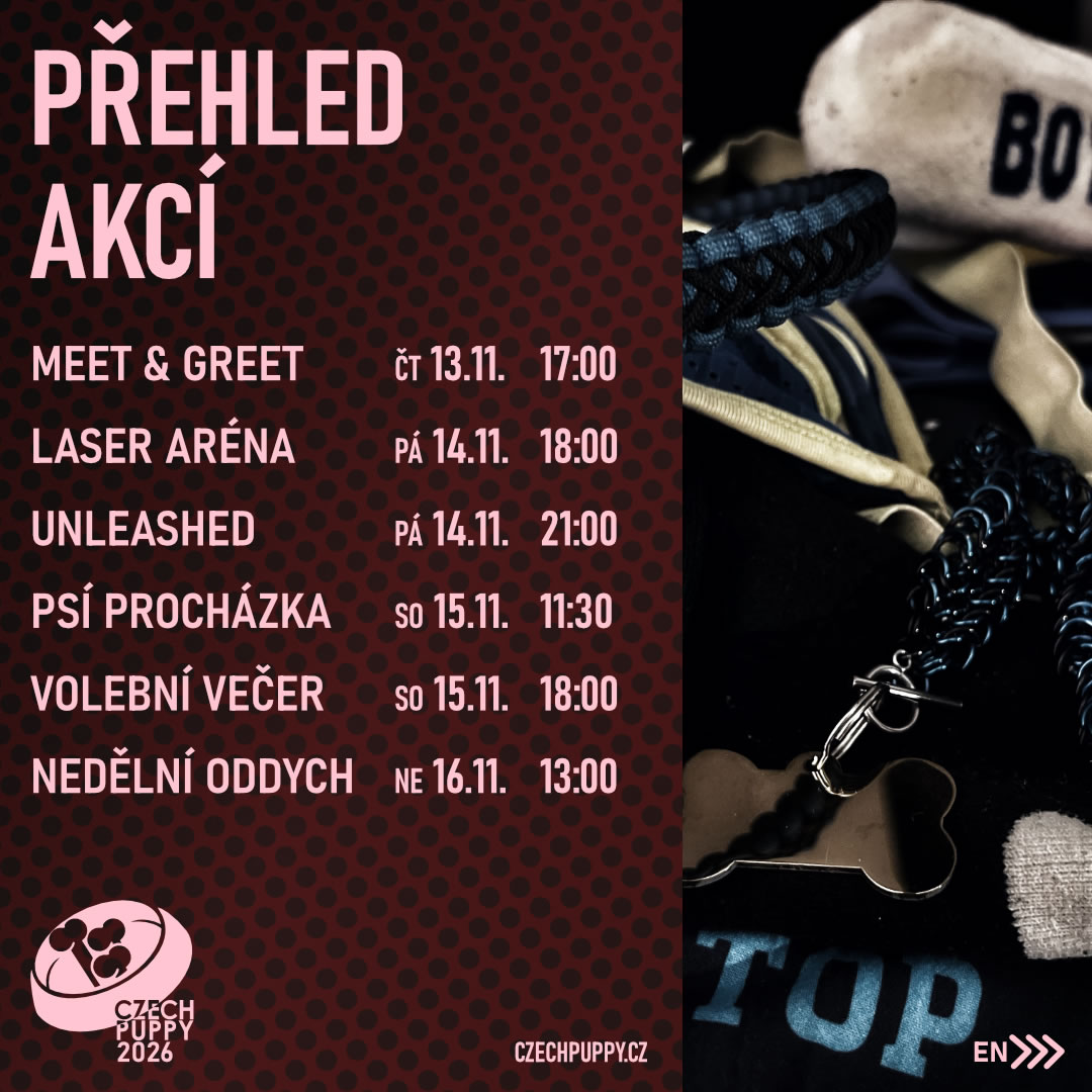 Tady máte přehled akcí Czech Puppy 2026